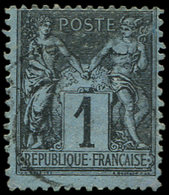 TYPE SAGE84    1c. Noir Sur BLEU DE PRUSSE, Inf. Défaut Mais Très Plaisant D'aspect. C - 1876-1878 Sage (Type I)