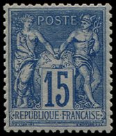 * TYPE SAGE90a  15c. Bleu Sur Bleu, Inf. Trace De Ch., Bon Centrage, Frais, Rare Et TTB. C - 1876-1878 Sage (Type I)