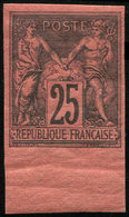 ** TYPE SAGE91b  25c. Noir Sur Rouge, NON DENTELE, Bdf, TTB. Br - 1876-1878 Sage (Type I)