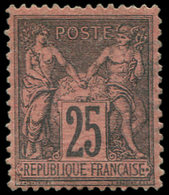 * TYPE SAGE91   25c. Noir Sur Rouge, Bon Centrage, TB. Br - 1876-1878 Sage (Type I)