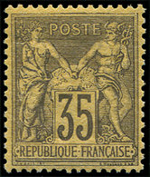 * TYPE SAGE93   35c. Violet Noir Sur Jaune, Inf. Pt. De Rousseur Mais Excellent Centrage - 1876-1878 Sage (Type I)