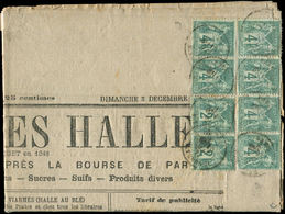 Let TYPE SAGE SUR LETTRESN°63 (3 PAIRES) + 74 (2) Obl. Càd R. TURBIGO 15/5/77 Sur Journal "BULLETIN DES HALLES" Du 3/12, - 1877-1920: Période Semi Moderne