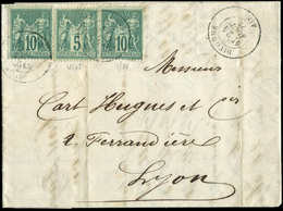 Let TYPE SAGE SUR LETTRESN°76 (2) + 75 Obl. DIVONNE 24/8/77 S. LAC, TTB - 1877-1920: Période Semi Moderne