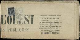 Let TYPE SAGE SUR LETTRESN°83 + 87 PAIRE Obl. ANGERS 4/9/83 Sur Journal L'UNION De L'OUEST, TB - 1877-1920: Période Semi Moderne