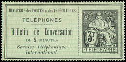 (*) TELEPHONETéléphone 6 : 3f. Noir Sur Vert, Pelurage, Sinon TB - Télégraphes Et Téléphones