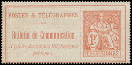 (*) TELEPHONETéléphone 19 : 1f. Rouge Sur Azuré, TB - Télégraphes Et Téléphones