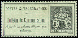 (*) TELEPHONETéléphone 20 : 3f. Noir Sur Vert, Ch. Un Peu Forte, TB - Télégraphes Et Téléphones