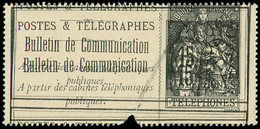 TELEPHONETéléphone 23b : 15c.  Noir, DOUBLE Impression, Obl., Entaille En Bas, B - Télégraphes Et Téléphones