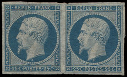 (*) ESSAIS 10 : 25c. Bleu, PAIRE, Sur Papier Cigarette, TB - Autres & Non Classés