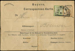 Let ALSACE-LORRAINE4 + 5, 5c. Vert-jaune + 10c. Bistre Obl. Càd Demi-cercle K.R. FELDPOST-RELAIS II 12/3 Sur Carte De Co - Lettres & Documents