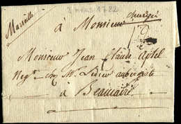 Let LETTRES SANS TIMBRE ET DOCUMENTS DIVERSLAC De Marseille Du 8/3/1782, Mention "Chargé" Et Taxe 12 Pour Beaucaire, TB - Autres & Non Classés