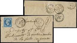 Let COMTE DE NICEOblitérations Sur Timbres Français N°14B Petit Pli D'archive, Obl. PC 4267 S. LAC, Càd T22 CONTES 6/1/6 - 1849-1876: Période Classique