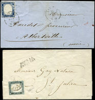 Let DUCHE DE SAVOIEOblitérations Sur Timbres Sardes N°12 (2 Nuances) Dont Une Variété Dans BOLLO, Obl. Càd ANNECY 1858-5 - 1849-1876: Période Classique