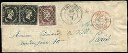 Let DUCHE DE SAVOIEOblitérations Sur Timbres Sardes N°1 PAIRE, Un Ex. Filet Touché + N°3 Défx Obl. GRILLE SARDE S. LAC,  - 1849-1876: Période Classique