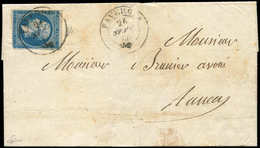 Let DUCHE DE SAVOIEOblitérations Sur Timbres Français N°14A Filet Coupé Dans Un Angle, Obl. Càd Sarde FAVERGES 26/9/60 S - 1849-1876: Période Classique