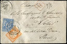 Let LETTRES DE PARISN°38 + 78 Obl. Càd R. D'ENGHIEN 22/12/76 Sur Env. Rec. Locale, Superbe - 1849-1876: Klassieke Periode