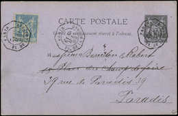 Let LETTRES DE PARISCP Entier 10c. Affr. N°90 Obl. Càd Octog. LEX PL. De La BOURSE 15/5/99, TTB - 1849-1876: Période Classique