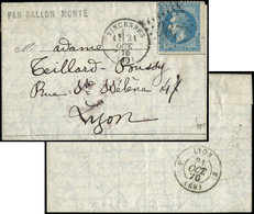 Let BALLONS MONTESN°29B Obl. GC 4290 S. LAC Formule, Rare Càd T16 VINCENNES 21/10/70, Arr. LYON 31/10, TTB. LE GARIBALDI - Guerre De 1870