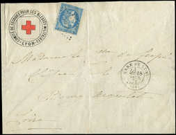 Let Guerre De 1870 N°46B Touché Obl. S. Env., Càd GARE De LYON 28/2/71 Et Cachet Croix Rouge Comité De Secours Blessés M - Guerre De 1870