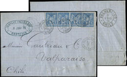 Let DESTINATIONSN°79 (4) Obl. Càd BORDEAUX 8/1/78 Sur LAC, Arr. VALPARAISO Le 10/2, Cachet VALPARAISO/MULTADA 10c., R Et - 1849-1876: Période Classique