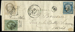 Let AFFRANCHISSEMENTS DE SEPTEMBRE 1871N°25 + 27 + 37 Obl. GC 2482 S. LAC, Càd T17 MONTEL(HERY) 22/9/71 + Cachet OR, TB - 1849-1876: Période Classique