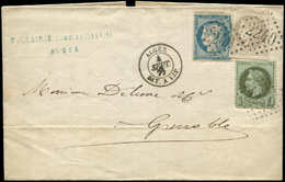 Let LETTRES ET OBLITERATIONS D'ALGERIEN°25 + 27 + 41B Tous Défx, Obl. GC 2240 S. LSC, Càd ALGER/BAT A VAP 4/9/71, Frappe - 1849-1876: Période Classique