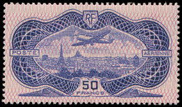 ** POSTE AERIENNE15b 50f. Burelage RENVERSE, TB - 1927-1959 Neufs