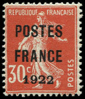 ** PREOBLITERES38  30c. Rouge, POSTES FRANCE 1922, TTB. J - 1893-1947
