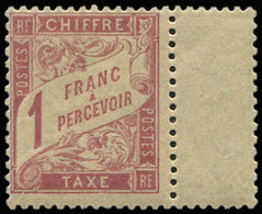 * TAXE39   1f. Rose Sur Paille, Inf. Ch., Bdf, TB - 1859-1959 Neufs