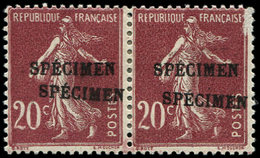 * COURS D'INSTRUCTION139 20c. Brun-lilas, DOUBLE Surcharge SPECIMEN, PAIRE, Un Ex. Défx, L'autre TB - Cours D'Instruction