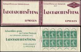 CARNETS (N°Cérès Jusqu'en1964)6    Semeuse Chiffres Maigres, 10c. Vert, N°188, Phéna, TB - Autres & Non Classés