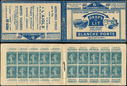 CARNETS (N°Cérès Jusqu'en1964)56   Semeuse Camée, 30c. Bleu, N°192A, T IIB, S. 99-C, BLANCHE PORTE, TB - Autres & Non Classés