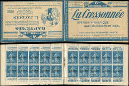 CARNETS (N°Cérès Jusqu'en1964)56a  Semeuse Camée, 30c. Bleu, N°192A, T IIB, S. 98-C, Surchargé SPECIMEN, LA CRESSONNEE/J - Autres & Non Classés