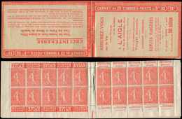 CARNETS (N°Cérès Jusqu'en1964)80   Semeuse Lignée, 50c. Rouge, N°199A, T I, S. 142 SA-A, L'AIGLE, Bas De Feuille, TB - Autres & Non Classés