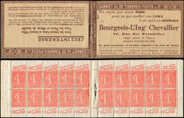 CARNETS (N°Cérès Jusqu'en1964)93   Semeuse Lignée, 50c. Rouge, N°199B, T IIB, S. 159-RP, BOURGEOIS-L'INGr CHEVALLIER, In - Autres & Non Classés