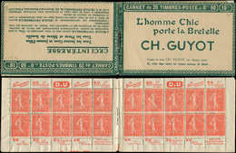 CARNETS (N°Cérès Jusqu'en1964)95   Semeuse Lignée, 50c. Rouge, N°199B, T IIB, S. 193, CH. GUYOT, Bas Daté, TB - Autres & Non Classés