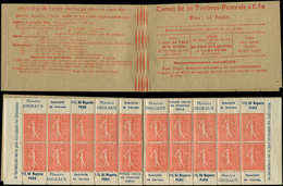 CARNETS PrivéesCarnets Privés P3 Semeuse Lignée, 50c. Rouge, Carnet Maurice Digeaux, Série Couv. Postale, Tirage 8 Ex., - Autres & Non Classés