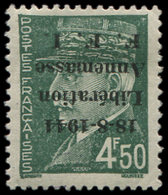 * TIMBRES DE LIBERATIONANNEMASSE 11a : 4f50 Vert, Surcharge RENVERSEE, TB - Libération