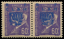 ** TIMBRES DE LIBERATIONDECAZEVILLE 2 : 60c. Violet, PAIRE Surch. T I Et II, DOUBLE SURCHARGE, TB, Signé Mayer - Libération