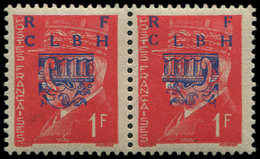 ** TIMBRES DE LIBERATIONDECAZEVILLE 4 : 1f. Rouge, PAIRE T I + T II, TB - Libération