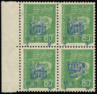 ** TIMBRES DE LIBERATIONDECAZEVILLE 12b : 80c. Vert T II, Surcharge RENVERSEE, BLOC De 4 Bdf, TB - Libération