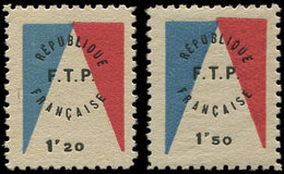 ** TIMBRES DE LIBERATIONEVIAN 1/2 : 1f20 Et 1f50, Surcharge F.T.P., TB - Libération