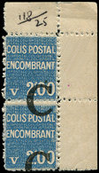 ** COLIS POSTAUX118  2,00 Bleu, PAIRE Cdf, Surcharge C à CHEVAL, Infimes Adh. Bleues, TB - Autres & Non Classés