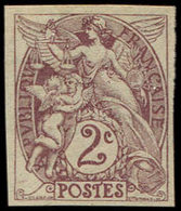 * VARIETES108   Blanc,  2c. Brun-lilas, T IA, NON DENTELE, Très Frais, TB. S - Neufs