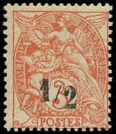 * VARIETES109h  Blanc,  3c. Rouge, Surcharge 1/2 De 1903, TB. C - Neufs