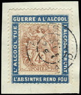 VARIETES110   Blanc,  4c. Brun-jaune, Obl. Sur Porte-timbre GUERRE A L'ALCOOL, TB - Neufs