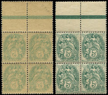 ** VARIETES111i  Blanc,  5c. Vert, RECTO-VERSO, BLOC De 4 Bdf, TB - Neufs