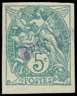 * VARIETES111   Blanc,  5c. Vert, NON DENTELE, Surchargé SPECIMEN En Violet, TB - Neufs