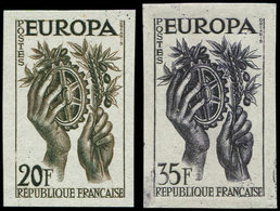 ** ESSAIS DE COULEURS NON DENTELES1122/23 Europa 1957, ESSAIS De COULEUR ND Monochromes, TB, Cote Maury - Autres & Non Classés