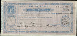 Let ENTIERS POSTAUXSage,  5c. Bleu, Bon De Poste N°F7, 1f. S. B, Obl. ST SAVIN Sur GARTEMPE 7/4/90 Et Càd Paris 7/10/00, - Autres & Non Classés